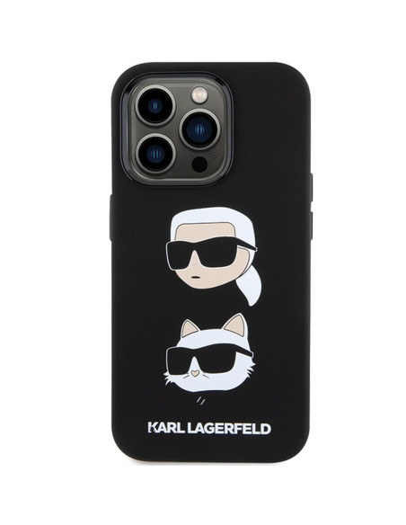Véritable KARL LAGERFELD Case KLHCP15LSDHKCNK pour iPhone 15 Pro (Silicone KC / noir)