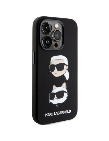 Véritable KARL LAGERFELD Case KLHCP15LSDHKCNK pour iPhone 15 Pro (Silicone KC / noir)