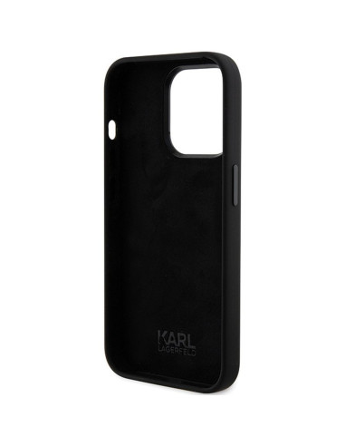Véritable KARL LAGERFELD Case KLHCP15LSDHKCNK pour iPhone 15 Pro (Silicone KC / noir)
