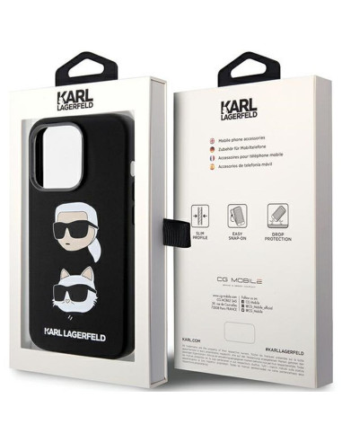 Véritable KARL LAGERFELD Case KLHCP15LSDHKCNK pour iPhone 15 Pro (Silicone KC / noir)