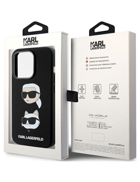 Véritable KARL LAGERFELD Case KLHCP15LSDHKCNK pour iPhone 15 Pro (Silicone KC / noir)