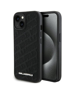 Véritable KARL LAGERFELD Case KLHCP15MPQKPMK pour iPhone 15 Plus (motif matelassé / noir)