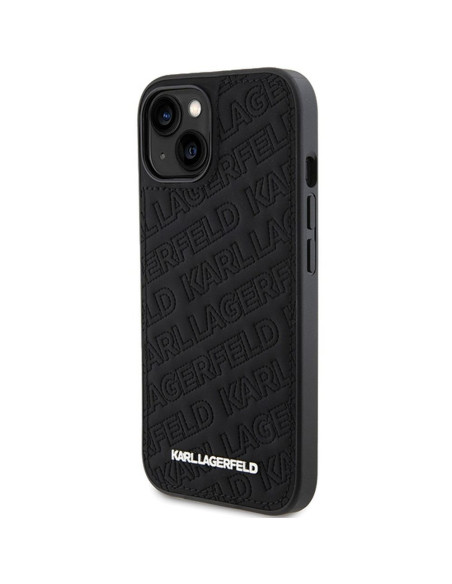 Véritable KARL LAGERFELD Case KLHCP15MPQKPMK pour iPhone 15 Plus (motif matelassé / noir)
