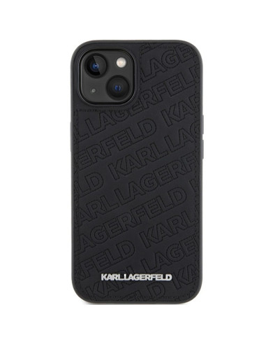 Véritable KARL LAGERFELD Case KLHCP15MPQKPMK pour iPhone 15 Plus (motif matelassé / noir)