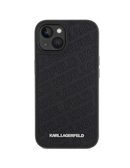 Véritable KARL LAGERFELD Case KLHCP15MPQKPMK pour iPhone 15 Plus (motif matelassé / noir)