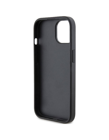 Véritable KARL LAGERFELD Case KLHCP15MPQKPMK pour iPhone 15 Plus (motif matelassé / noir)
