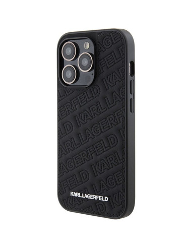 Véritable KARL LAGERFELD Case KLHCP15XPQKPMK pour iPhone 15 Pro Max (motif matelassé / noir)