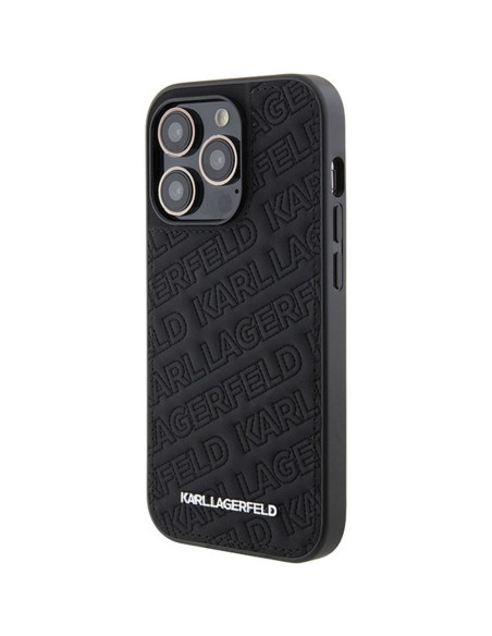 Véritable KARL LAGERFELD Case KLHCP15XPQKPMK pour iPhone 15 Pro Max (motif matelassé / noir)
