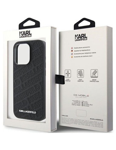 Véritable KARL LAGERFELD Case KLHCP15XPQKPMK pour iPhone 15 Pro Max (motif matelassé / noir)