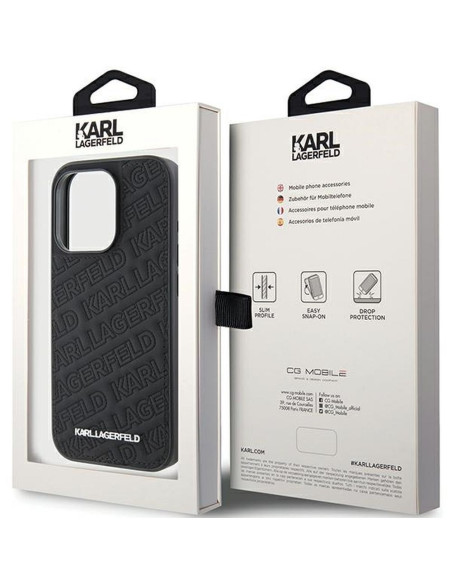 Véritable KARL LAGERFELD Case KLHCP15XPQKPMK pour iPhone 15 Pro Max (motif matelassé / noir)