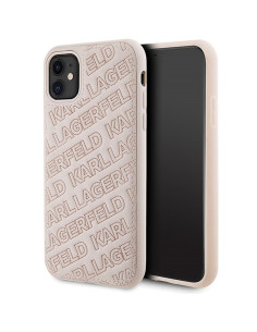 Véritable KARL LAGERFELD Case KLHCN61PQKPMP pour iPhone 11 (motif K matelassé / rose)