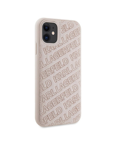 Véritable KARL LAGERFELD Case KLHCN61PQKPMP pour iPhone 11 (motif K matelassé / rose)
