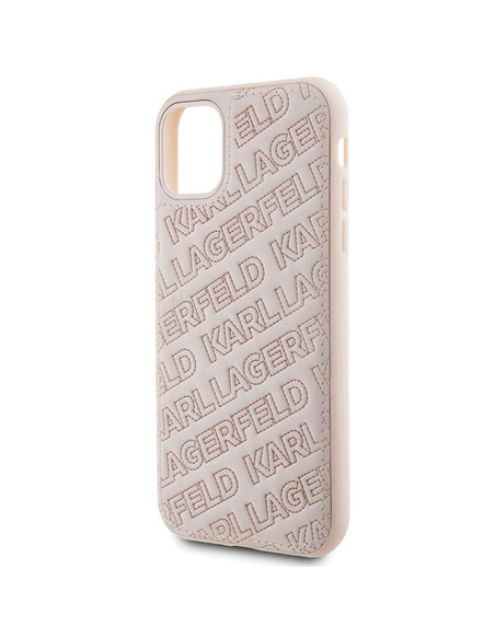 Véritable KARL LAGERFELD Case KLHCN61PQKPMP pour iPhone 11 (motif K matelassé / rose)