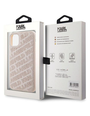 Véritable KARL LAGERFELD Case KLHCN61PQKPMP pour iPhone 11 (motif K matelassé / rose)