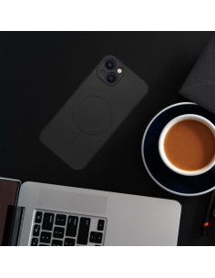 SILICONE MAG COVER Coque compatible avec MagSafe pour SAMSUNG A16 noir