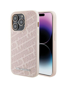 Véritable KARL LAGERFELD Case KLHCP15XPQKPMP pour iPhone 15 Pro Max (motif matelassé / rose)