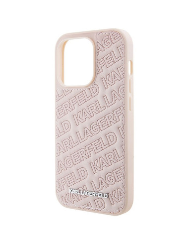 Véritable KARL LAGERFELD Case KLHCP15XPQKPMP pour iPhone 15 Pro Max (motif matelassé / rose)