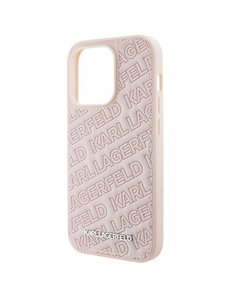 Véritable KARL LAGERFELD Case KLHCP15XPQKPMP pour iPhone 15 Pro Max (motif matelassé / rose)