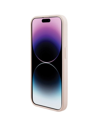 Véritable KARL LAGERFELD Case KLHCP15XPQKPMP pour iPhone 15 Pro Max (motif matelassé / rose)
