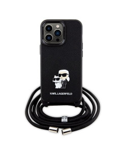 Véritable KARL LAGERFELD Case KLHCP13LSAKCPSK pour iPhone 13 Pro (Saffiano KC Metal PIN Crossbody / Black) 2