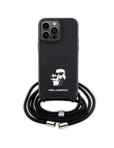 Véritable KARL LAGERFELD Case KLHCP13XSAKCPSK pour iPhone 13 Pro Max (Saffiano KC Metal PIN Crossbody / noir) 2