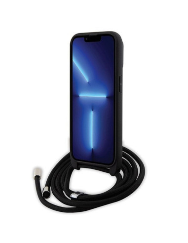 Véritable KARL LAGERFELD Case KLHCP14LSAKCPSK pour iPhone 14 Pro (Saffiano KC Metal PIN Crossbody / noir)