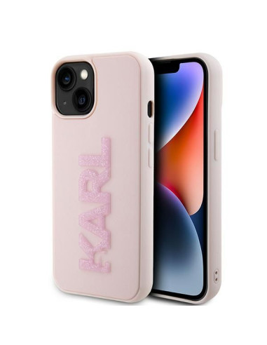 Véritable KARL LAGERFELD Case KLHCP15S3DMBKCP pour iPhone 15 (3D Logo Glitter / pink)