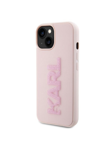 Véritable KARL LAGERFELD Case KLHCP15S3DMBKCP pour iPhone 15 (3D Logo Glitter / pink)