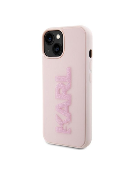Véritable KARL LAGERFELD Case KLHCP15S3DMBKCP pour iPhone 15 (3D Logo Glitter / pink)