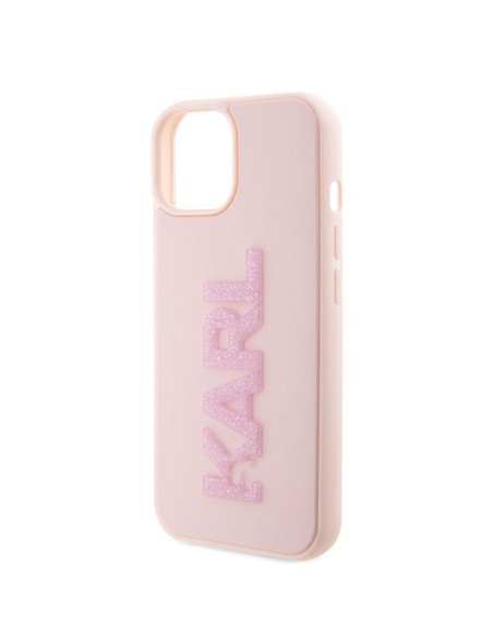 Véritable KARL LAGERFELD Case KLHCP15S3DMBKCP pour iPhone 15 (3D Logo Glitter / pink)