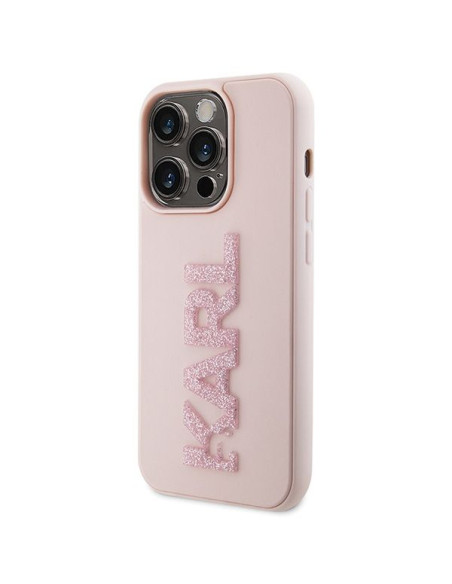 Véritable KARL LAGERFELD Case KLHCP15L3DMBKCP pour iPhone 15 PRO (3D Logo Glitter / pink)