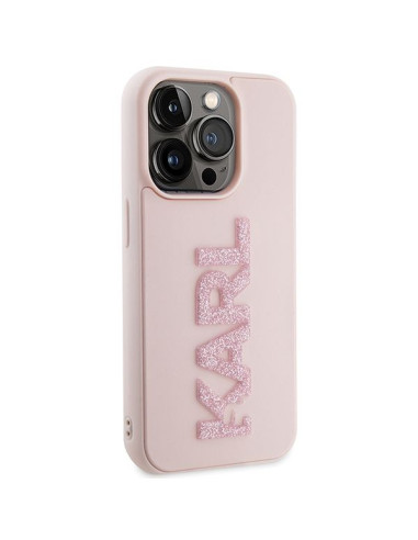 Véritable KARL LAGERFELD Case KLHCP15L3DMBKCP pour iPhone 15 PRO (3D Logo Glitter / pink)