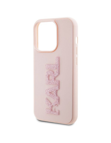 Véritable KARL LAGERFELD Case KLHCP15L3DMBKCP pour iPhone 15 PRO (3D Logo Glitter / pink)