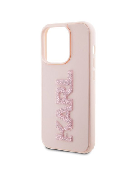 Véritable KARL LAGERFELD Case KLHCP15L3DMBKCP pour iPhone 15 PRO (3D Logo Glitter / pink)