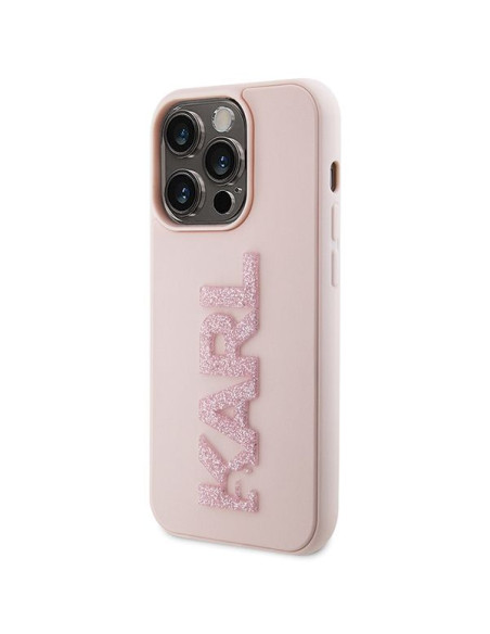 Véritable KARL LAGERFELD Case KLHCP15X3DMBKCP pour iPhone 15 PRO MAX (3D Logo Glitter / pink)