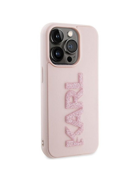Véritable KARL LAGERFELD Case KLHCP15X3DMBKCP pour iPhone 15 PRO MAX (3D Logo Glitter / pink)