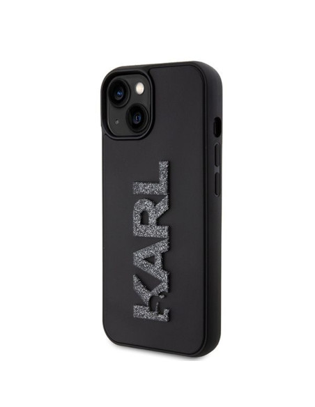 Véritable KARL LAGERFELD Case KLHCP15S3DMBKCK pour iPhone 15 (Logo 3D Glitter / noir)