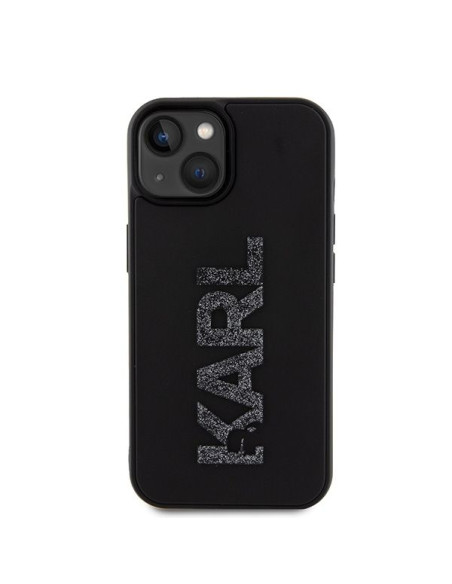 Véritable KARL LAGERFELD Case KLHCP15S3DMBKCK pour iPhone 15 (Logo 3D Glitter / noir)