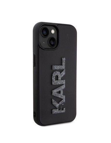 Véritable KARL LAGERFELD Case KLHCP15S3DMBKCK pour iPhone 15 (Logo 3D Glitter / noir)