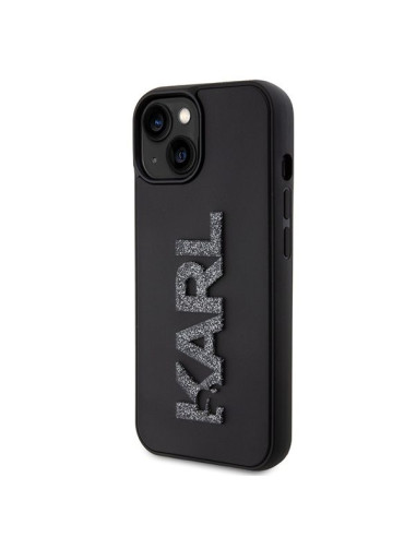 Véritable KARL LAGERFELD Case KLHCP15M3DMBKCK pour iPhone 15 PLUS (Logo 3D Glitter / noir)