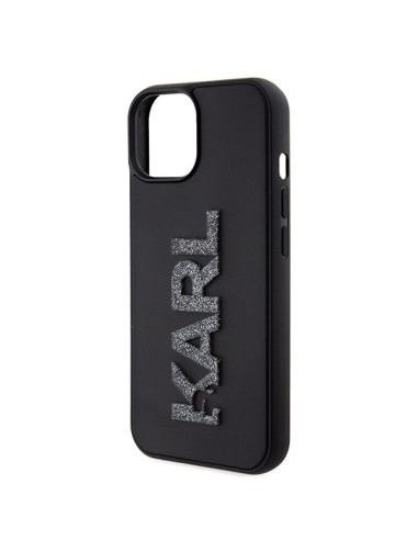 Véritable KARL LAGERFELD Case KLHCP15M3DMBKCK pour iPhone 15 PLUS (Logo 3D Glitter / noir)