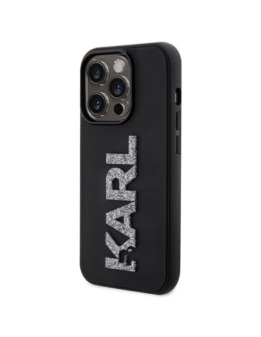 Véritable KARL LAGERFELD Case KLHCP15X3DMBKCK pour iPhone 15 PRO MAX (3D Logo Glitter / noir)