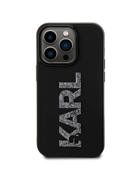 Véritable KARL LAGERFELD Case KLHCP15X3DMBKCK pour iPhone 15 PRO MAX (3D Logo Glitter / noir)