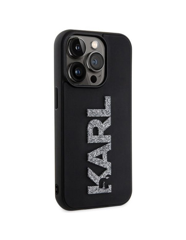 Véritable KARL LAGERFELD Case KLHCP15X3DMBKCK pour iPhone 15 PRO MAX (3D Logo Glitter / noir)