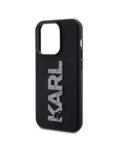 Véritable KARL LAGERFELD Case KLHCP15X3DMBKCK pour iPhone 15 PRO MAX (3D Logo Glitter / noir)