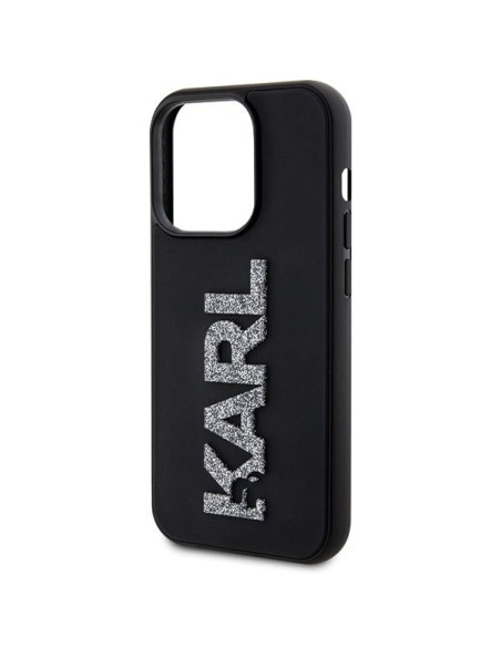 Véritable KARL LAGERFELD Case KLHCP15X3DMBKCK pour iPhone 15 PRO MAX (3D Logo Glitter / noir)