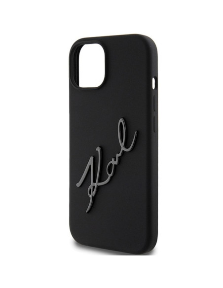 Véritable KARL LAGERFELD Case KLHCP15SSKSBMCK pour iPhone 15 (Silicone Karl Script Logo / Black)