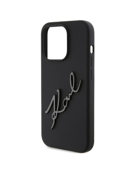 Véritable KARL LAGERFELD Case KLHCP15LSKSBMCK pour iPhone 15 Pro (Silicone Karl Script Logo / Black)