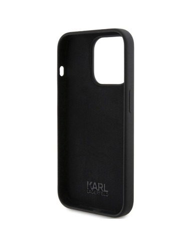 Véritable KARL LAGERFELD Case KLHCP15LSKSBMCK pour iPhone 15 Pro (Silicone Karl Script Logo / Black)