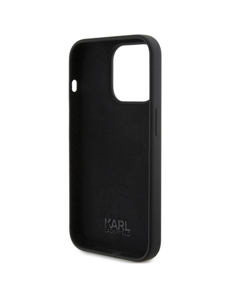 Véritable KARL LAGERFELD Case KLHCP15LSKSBMCK pour iPhone 15 Pro (Silicone Karl Script Logo / Black)